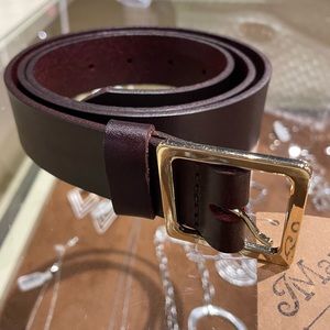 NWOT Frame Narrow Belt with Square Buckle Detail in Wine / Burgundy Leather